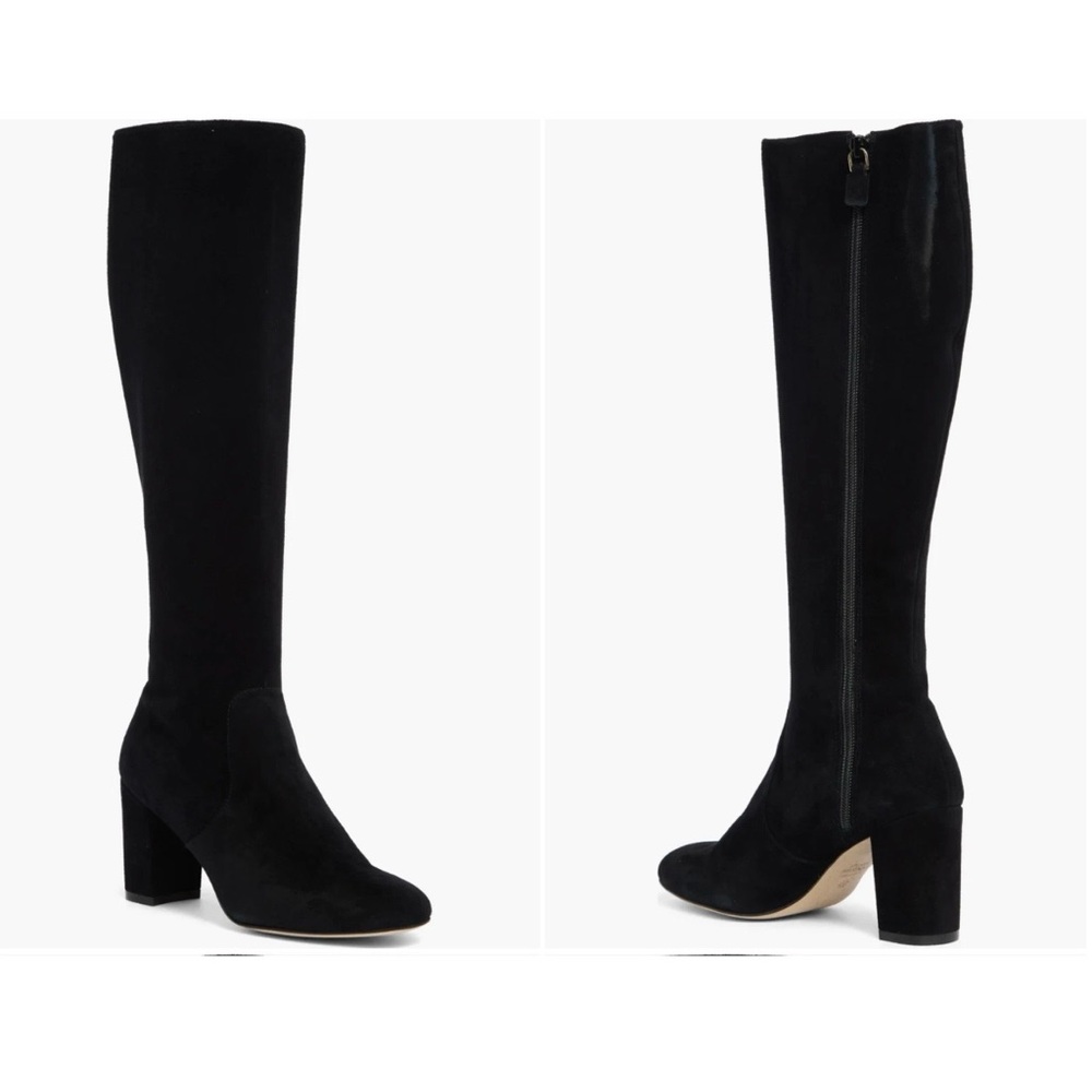 Stuart Weitzman Sofia Black Suede Heeled Boots